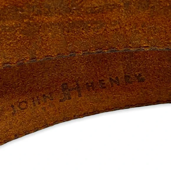 Men's John Henry Brown Tanned Cowhide Brass Buckle Leather Belt 42 - Picture 4 of 6